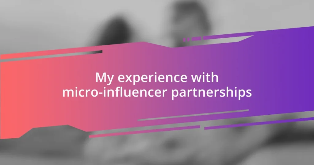 My experience with micro-influencer partnerships